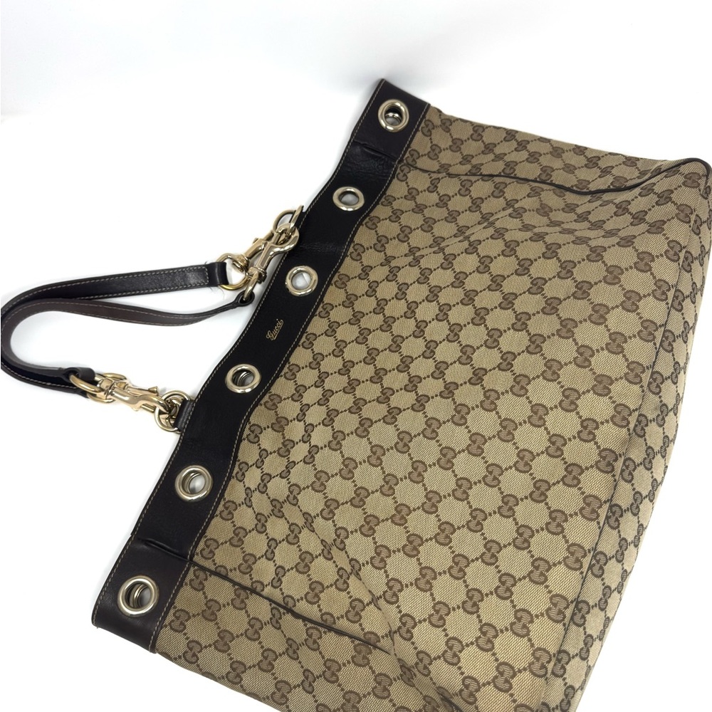 Gucci Positano GG Monogram Canvas Brown Tote Bag – Gold Hardware - Picture 7 of 15